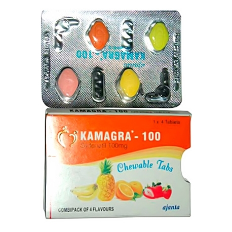 Kamagra Fruit smaak Chewable 100mg *3 strips / blisters (12 tabletten)
